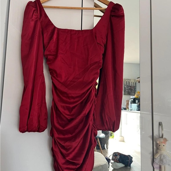 Oh Polly Bold Red Long Sleeve Dress - Picture 1 of 6